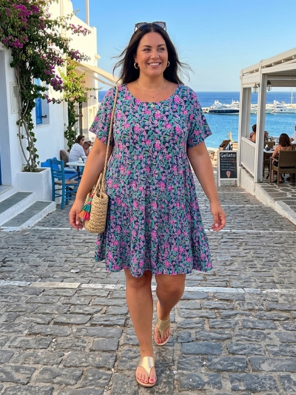 Lilly Pulitzer Jodee Swing Dress In Low Tide Navy Garden Variety XXL